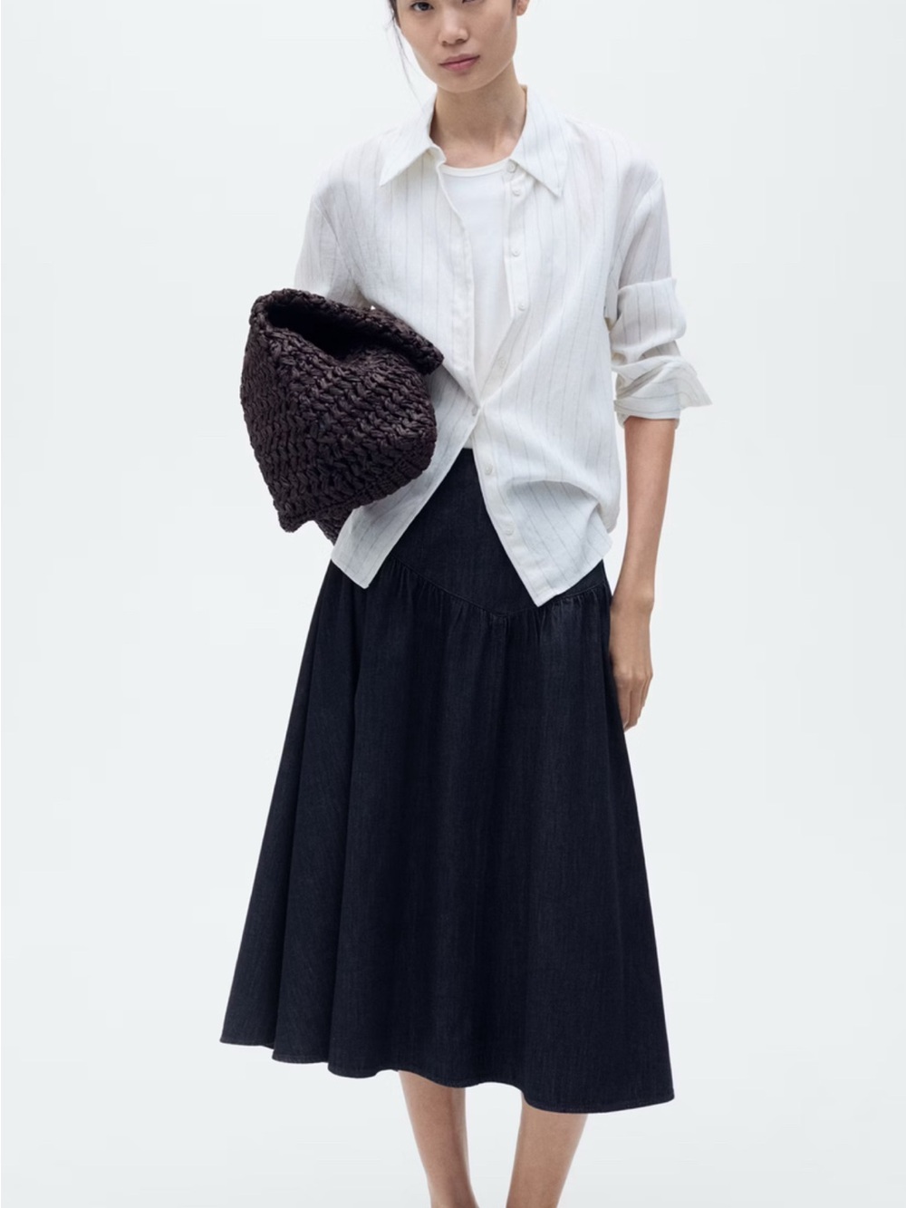 Mango Denim Midi Skirt